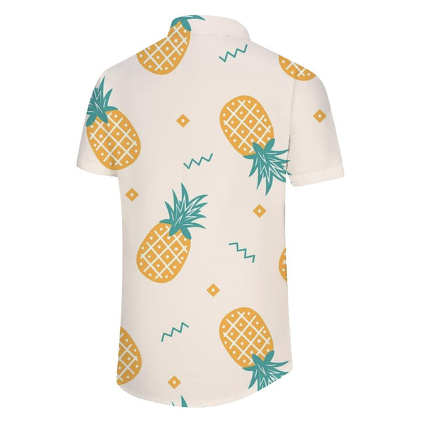 
Trendy Summer Shirts Pineapple Print Hawaiian Shirt Collar Button Top Breathable Short Sleeve Shirt Mens Holiday Party
                