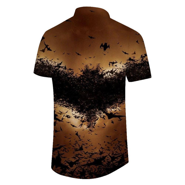 
Night bats animals tropical summer Hawaii tropical style daily vacation seaside beach short-sleeved shirt clothing
                