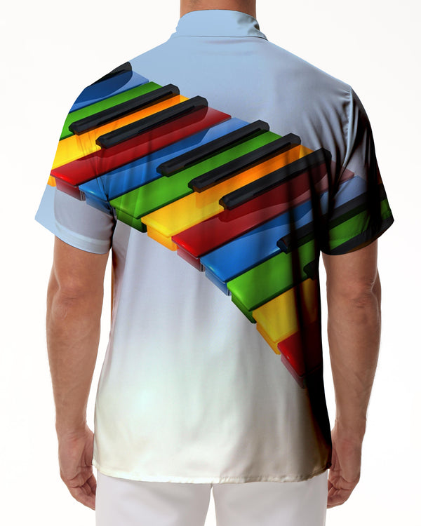 
Men's Fashion Piano Guitar Print Shirt Short Sleeve Fashion Casual Summer 3D Printed Short Sleeve Shirt Musical Instrument
                