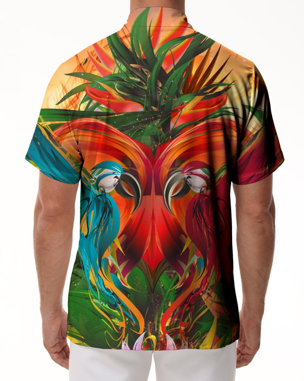 
Hawaii Personalized Button Short Sleeve Lapel Harajuku Retro Loose Men's Clothing Beach Party Print Top
                