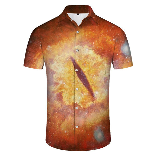 
Dragon pupil orange abstract men's casual loose summer breeze short-sleeved shirt Hawaiian button pocket short-sleeved shirt lapel
                
