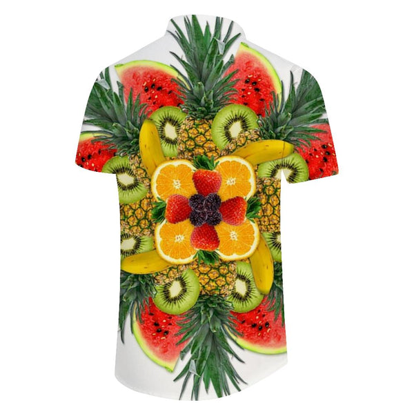 
Fresh Fruit Print Beach Vacation Short Sleeve Cuban Collar Beach Shirt Perfect Casual Button Shirt
                