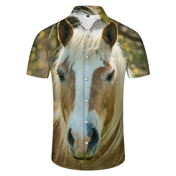 
Strong Horse Men's Shirt Classic Hawaiian Cuban Resort Wear Men's Breathable Button Shirt Brown
                
