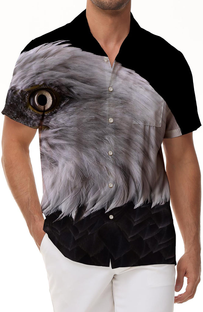 New men's short-sleeved shirt regular style summer printed eagle casual shirt men's cardigan high-end short-sleeved