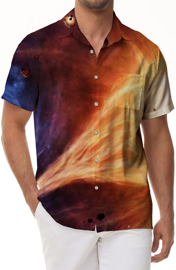 Casual Beach Vacation Starry Night Men's Loose Everyday Street Casual Hawaiian Shirt Short Sleeve Button Shirt Tops