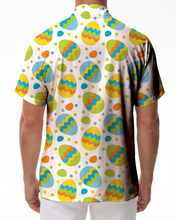 
Funny Egg Hawaiian Button Lapel Pattern Style Men's Loose Outdoor Travel Short Sleeve Shirt Top
                