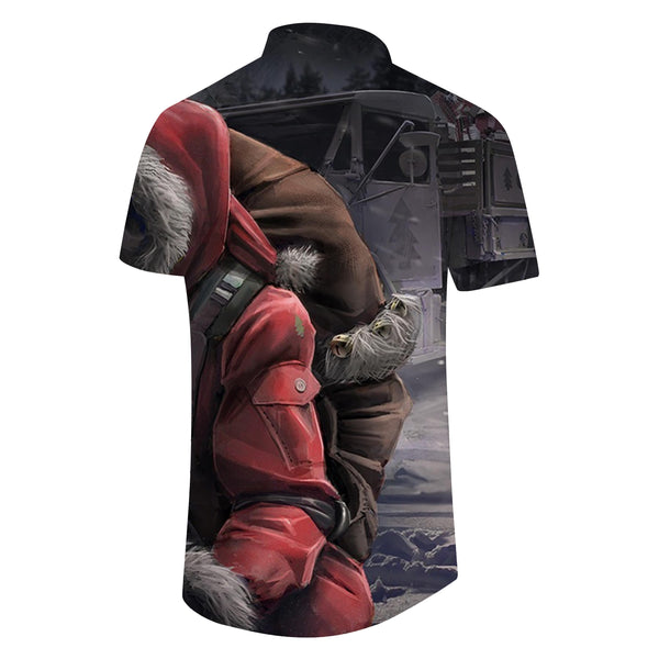 
Fashion men short sleeve Hawaiian shirt tops Santa Claus 3D print shirt summer casual beach
                