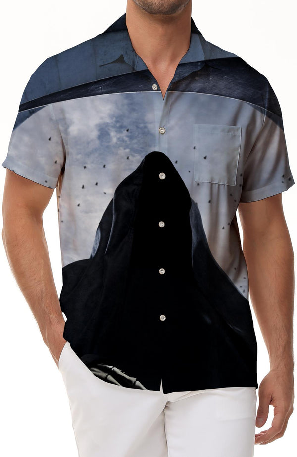 Night of the Dead Skull Mens Casual Button Shirt Hawaiian Tropical Button Short Sleeve Top Cool for Summer