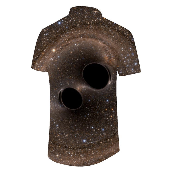 
Lapel Bag Men 3D Casual Bag Starry Sky Short Sleeve Black Hole Street Beach Seaside Button Tie
                