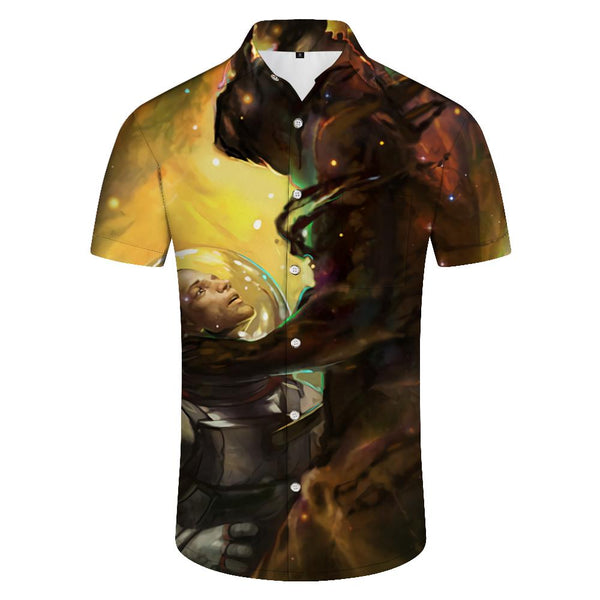 
Fantasy Earth Astronaut Tropical Digital Printing Four Seasons Leisure Hawaiian Summer Beach Shirt Short Sleeve Top Men's Shirt Button Shirt Seaside Beach Wear
                