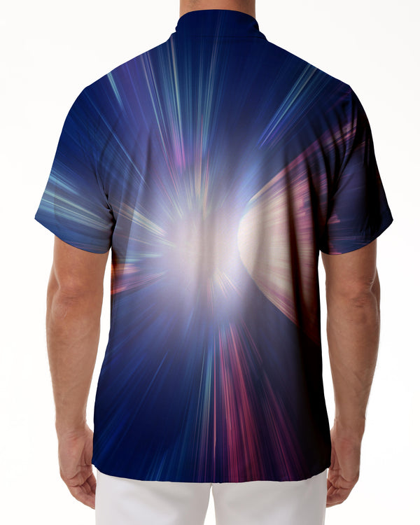 
Cross Aurora Sleeve Top Men's Lapel Rainbow Color Hawaiian Button Pocket Lapel Tie Dye Shirt
                
