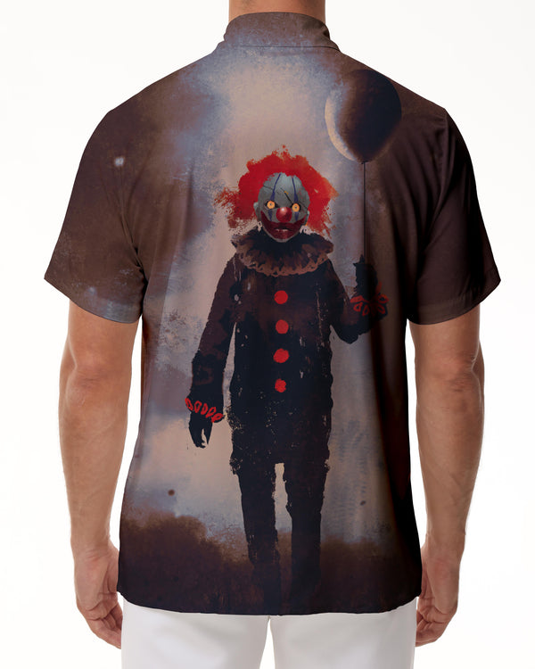 
Crazy Evil Clown Face Men's Casual Short Sleeve Button Shirt Beach Vacation Regular Style
                