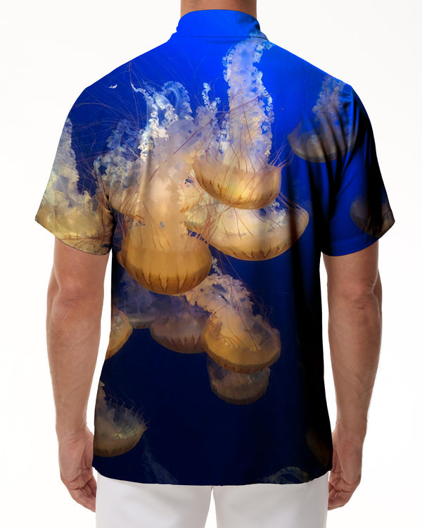 
Beautiful Falling Art Jellyfish Men's Hawaiian Shirt Short Sleeve Button Casual Shirt Tropical Seaside Beach Clothing
                