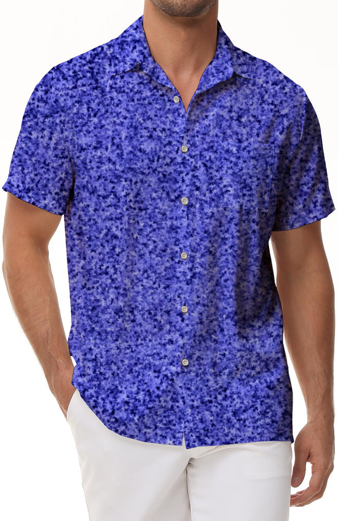Men's 3D Digital Printed Lapel Button-Down Short Sleeve Shirt Hawaiian Tropical Button-Down Purple Pattern