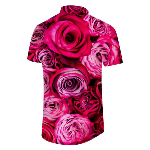
Hot Pink Rose Men's Casual Loose Short Sleeve Shirt Hawaiian Button Lapel Pocket Short Sleeve Shirt Fashion Shirt Button Summer
                