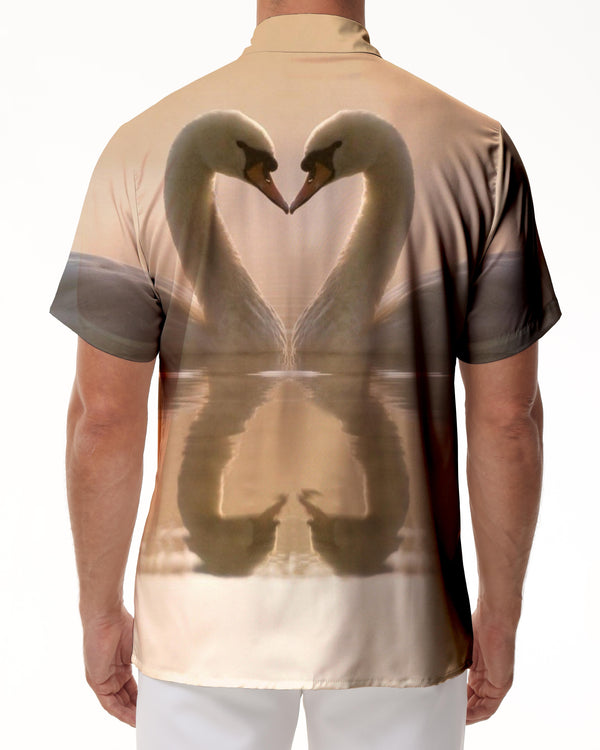 
Beautiful Animal Swan Men's Fashion Casual Shirt Short Sleeve Button Lapel Hawaiian Short Sleeve Shirt Casual Top Beach Clothing
                