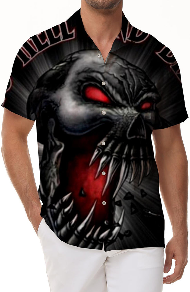 Abstract cool fashion crazy skull men's Hawaiian casual print short sleeve shirt