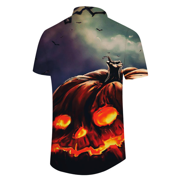 
Spooky Pumpkin Pattern Men's Shirt Short Sleeve Button Fashion Holiday Shirt Halloween Hawaiian Shirt
                