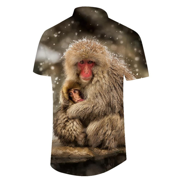 
Emeishan Snow Monkey Men's Casual Short Sleeve Shirt Digital Printing Short Sleeve Shirt Hawaiian Button Lapel Pocket Short Sleeve Shirt Top
                