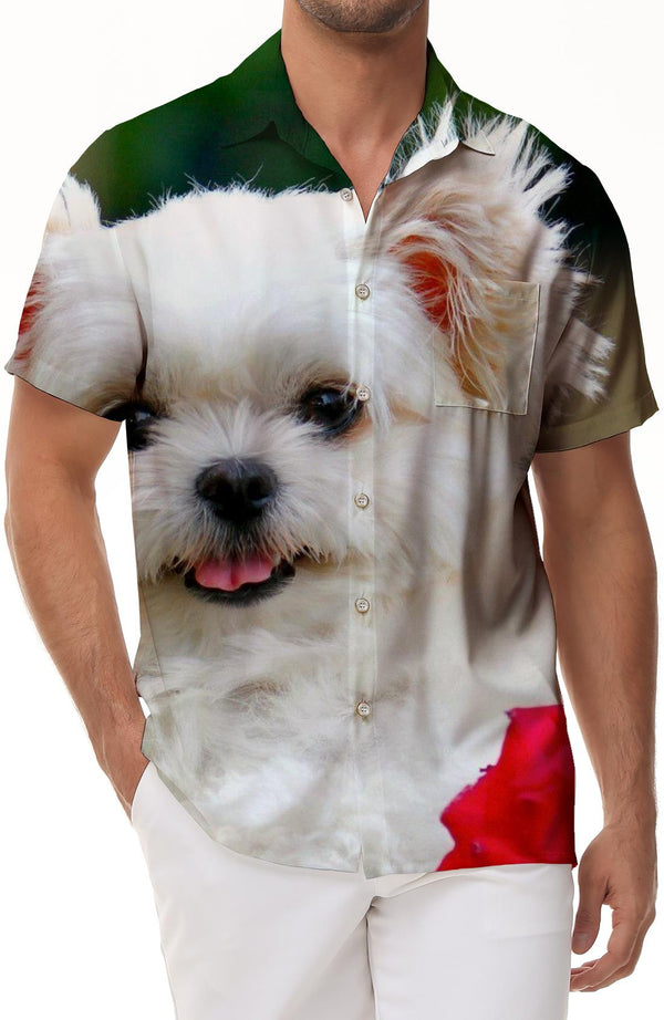 Dog Animal Tropical Hawaiian Button Lapel Style Casual Loose Men's Summer Vacation Seaside Beach Tops