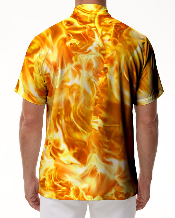 
Flame Pattern Men's Casual Button Shirt Hawaiian Button Lapel Shirt Short Sleeve Holiday Beach Top
                