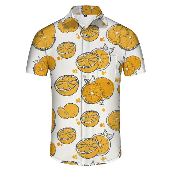 
Mens Hawaiian Shirt Cute Orange Beach Summer Cuban Shirt Summer Short Sleeve Button Shirt
                