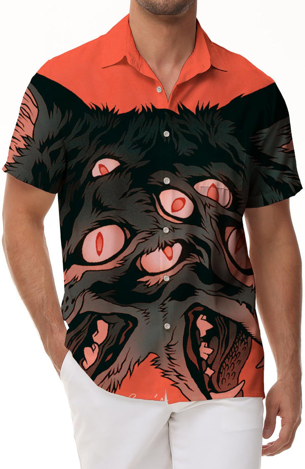 Hawaiian Men's Shirt Anime Shirt Cartoon Short Sleeve Top Summer Casual Men's Wear Street Animal Cat Retro 3D Digital Printing Pattern