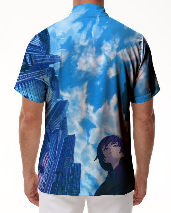 
Japanese Cartoon Blue Sky Hawaiian Shirt Men's 3D Printed Short Sleeve Shirt Loose Everyday
                