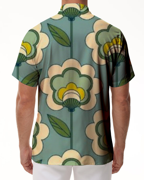 
Interesting retro daily travel casual loose men's Hawaiian tropical vacation seaside short-sleeved shirt regular style
                