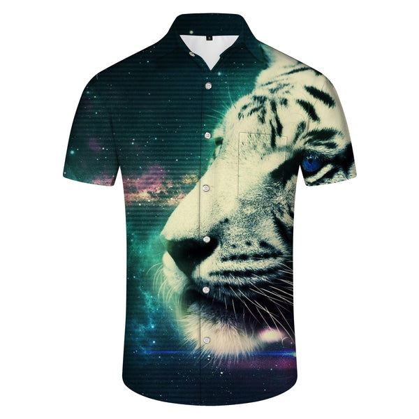 
3D Tiger Print Shirt Animal Men's Casual Shirt Fashion Men's Street Trend Shirt Cool Tops
                