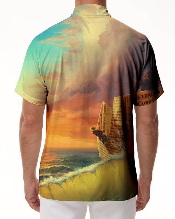 
Colorful abstract cartoon Hawaiian button men's four seasons vacation beach short-sleeved tops soft, comfortable and light
                