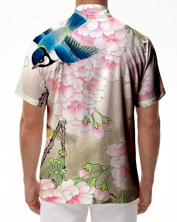 
Sakura Bird Men's Hawaiian Shirt Men's Summer Beach Casual Daily Button Shirt Short Sleeve
                