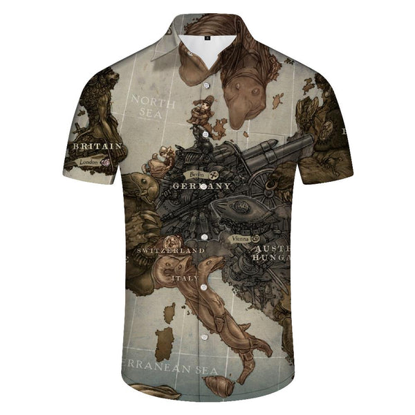 
South American Abstract Pattern Print Summer Short Sleeve Shirt Button Hawaiian Shirt Men's Loose Casual Shirt with Pockets
                