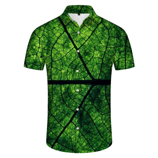 
New Fun Novelty Leaf Camouflage Shirt Hawaiian Button Pocket Lapel Fashion Print Short Sleeve Button Shirt Tops
                
