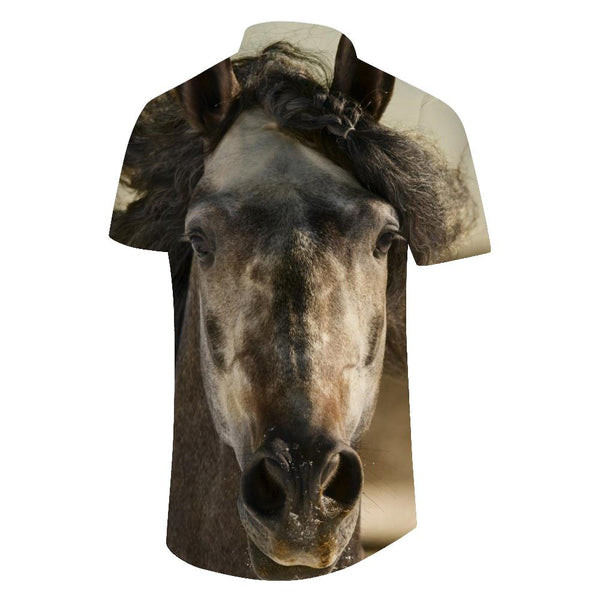 
Abstract button-down shirt horse long mane running galloping snow men's Hawaiian shirt short sleeve beach vacation travel
                