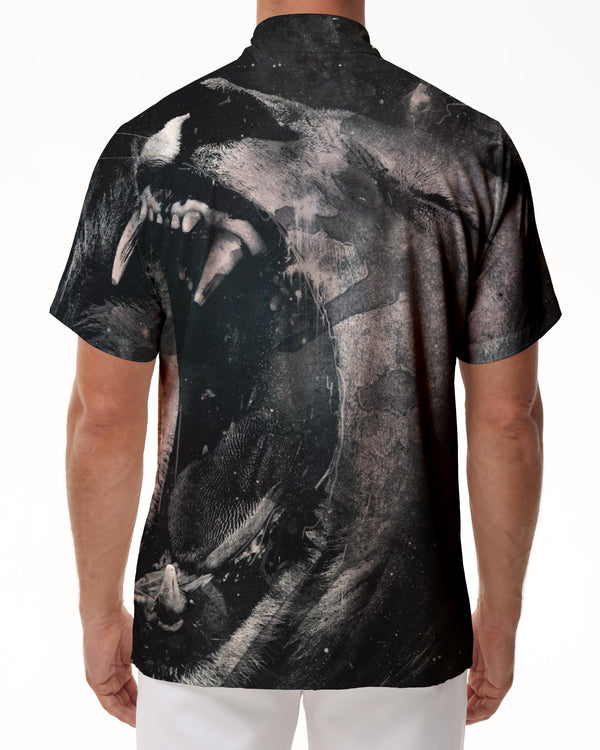 
Lion roars loudly Summer four seasons men's shirt digital printing short-sleeved tops casual loose outdoor
                