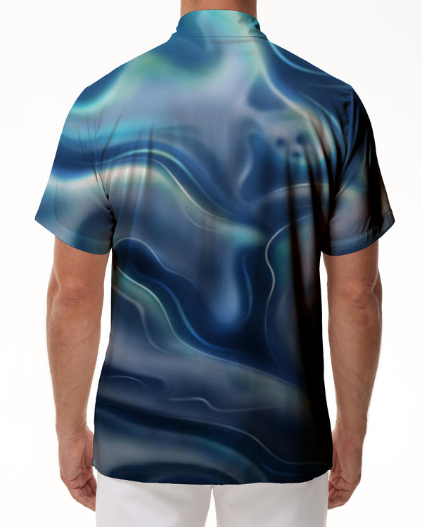 
Marble Texture Design Blue Men's Short Sleeve Shirt Casual Button Shirt Short Sleeve Summer Tops with Pockets
                