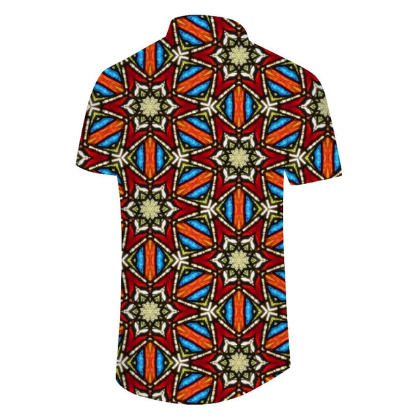 
Ethnic style men's Hawaiian vacation beach seaside pocket lapel button short-sleeved shirt Hawaiian print art style
                