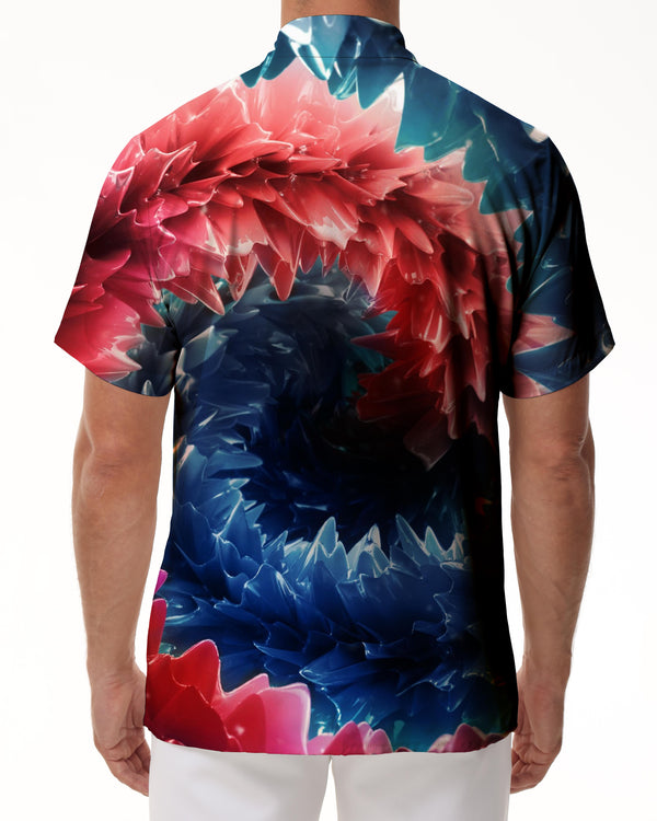 
Regular-fit printed men's casual short-sleeved Hawaiian button-down lapel short-sleeved shirt for daily vacation short-sleeved shirts geometric tops
                