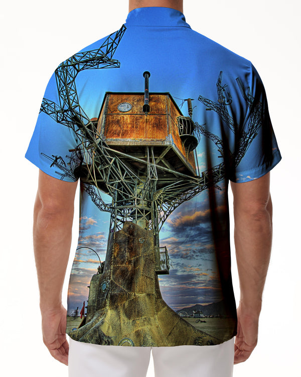 
Ancient style Thousand Layer Tower digital printing men's casual short-sleeved shirt fashionable Hawaiian shirt summer beach wear
                