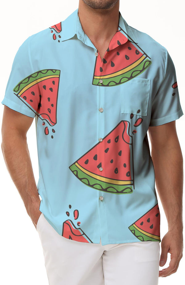 Men's Watermelon Hawaiian Shirt Funny Men's Hawaiian Shirt Short Sleeve Button Down Summer