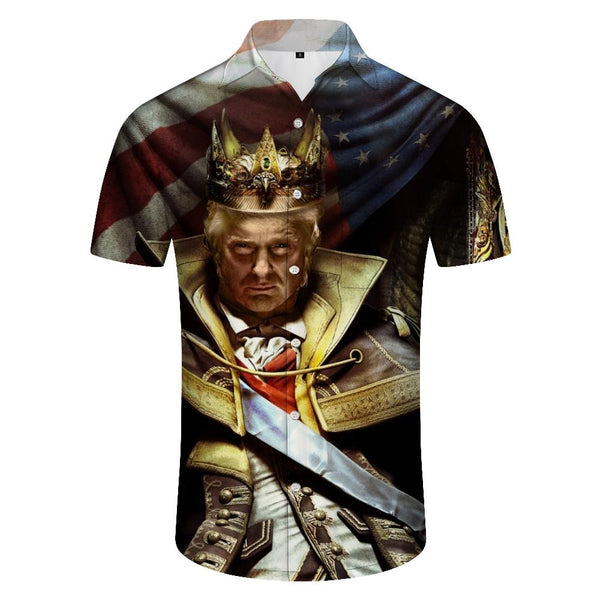 
US Presidential Election Trump Becomes Hawaii Fashion Comfortable Breathable Men's Hip-Hop Trend Shirt Short Sleeve
                