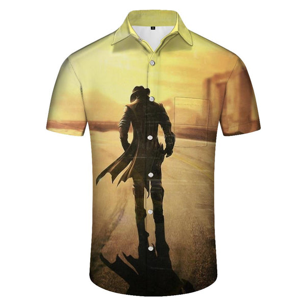 
Mens Hawaiian Shirt Industrial Style Western Cowboy Mens Summer Short Sleeve Button Casual Beach Shirt
                
