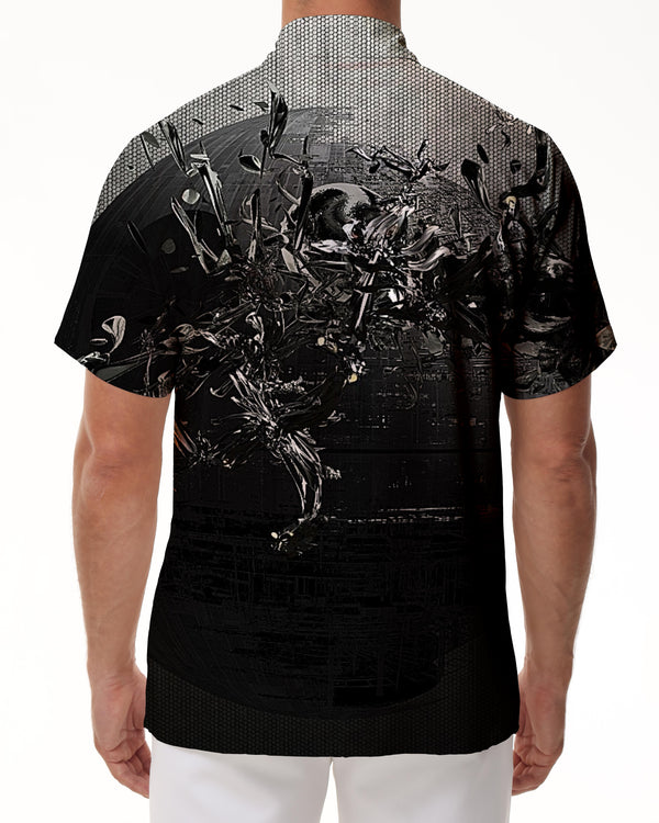 
Abstract Print Men's Lapel Top Hawaiian Casual Comfortable Breathable Loose Men's Short Sleeve Shirt
                