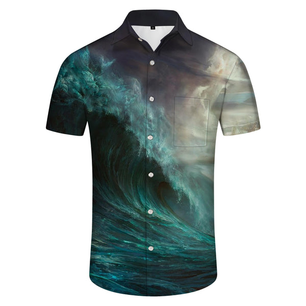 
Roaring Waves Shirt Men's 3D Printed Vintage Hawaiian Beach Shirt Short Sleeve Lapel Top Clothing
                