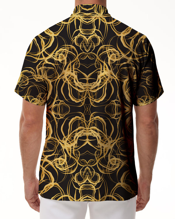 
Cool abstract button-down Hawaiian style lapel men's casual loose and comfortable vacation tropical beach shirt
                