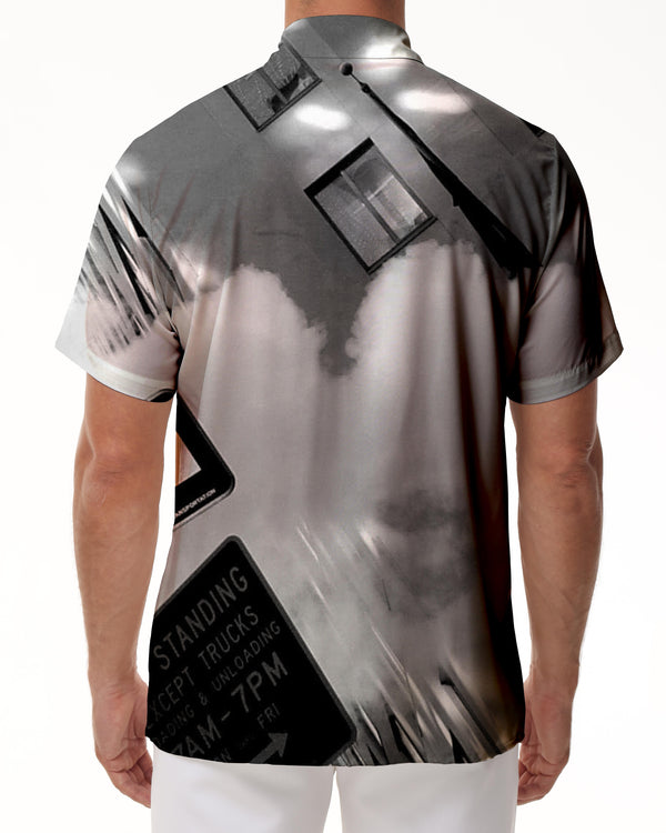 
Black and white abstract sky landscape clouds new landscape men's short-sleeved shirt daily street casual tops
                