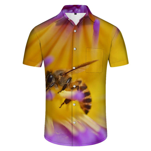 
Honey Bee Yellow Flowers Vintage Men's Casual Button Hawaiian Shirt Short Sleeve Top Summer Animal Yellow
                
