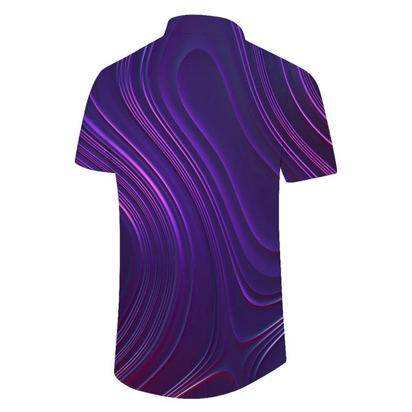 
Purple Print Men's Cuban Retro Style Hawaiian Button Novelty Short Sleeve Shirt Summer Beach Shirt Short Sleeve
                