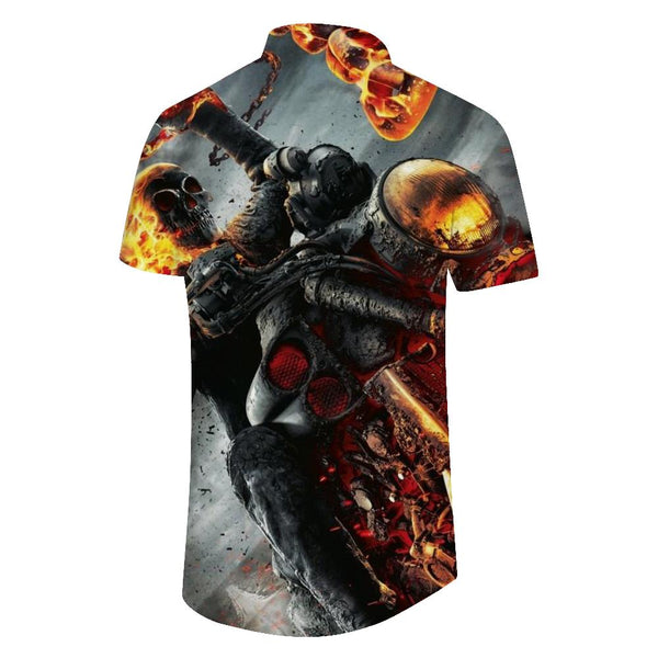 
Hell Skull Men's Short Sleeve Hawaiian Button Pattern Casual Shirt Retro Fashion Summer Loose Tops
                